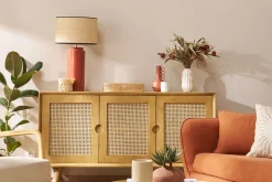 Miliboo Sideboard aus Mangoholz und Rattangeflecht 3 Türen B145 cm LAKA* Sideboards