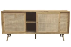 Miliboo Sideboard aus massivem Mangoholz und Rattangeflecht 3 Schiebetüren B180 cm ACANGE* Sideboards