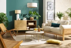Miliboo Sideboard aus massivem Mangoholz und Rattangeflecht 2 Schiebetüren B135 cm ACANGE* Sideboards