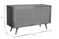Miliboo Sideboard aus massivem Mangoholz und Rattangeflecht 2 Schiebetüren B135 cm ACANGE* Sideboards