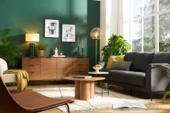 Miliboo Sideboard im Vintage-Stil aus dunklem Walnussfurnier und schwarzem Metall mit Stauraum B180 cm SARTO* Sideboards