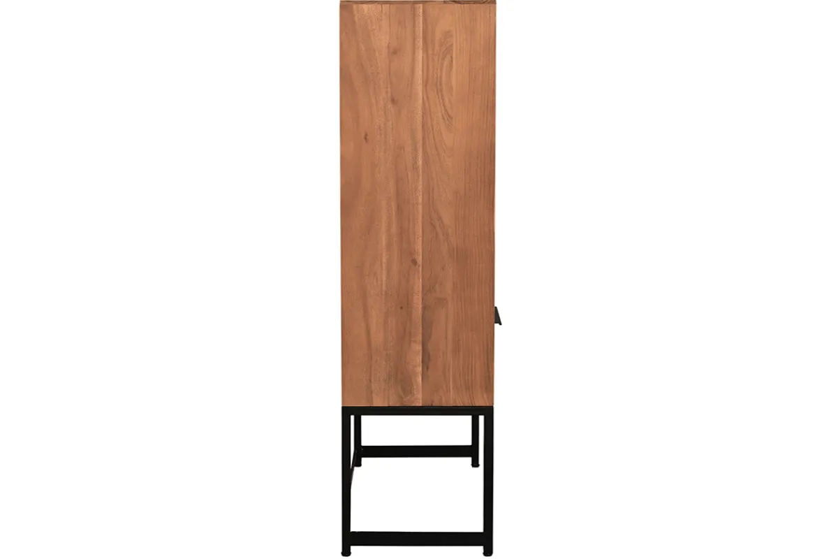 Miliboo Sideboard mit Fischgrätenmuster aus Massivholz und schwarzem Metall 2 Türen 2 Schubladen STICK* Sideboards