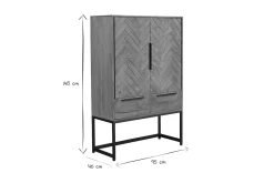 Miliboo Sideboard mit Fischgrätenmuster aus Massivholz und schwarzem Metall 2 Türen 2 Schubladen STICK* Sideboards