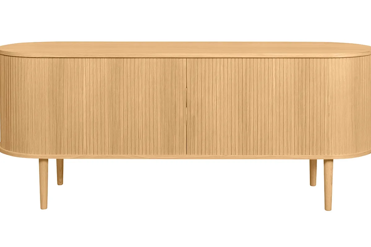 Miliboo Sideboard mit Schiebetüren aus Eichenfurnier und massiver Eiche B 160 cm EPIC* Sideboards