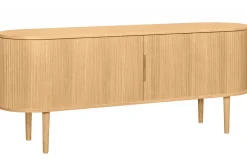 Miliboo Sideboard mit Schiebetüren aus Eichenfurnier und massiver Eiche B 160 cm EPIC* Sideboards