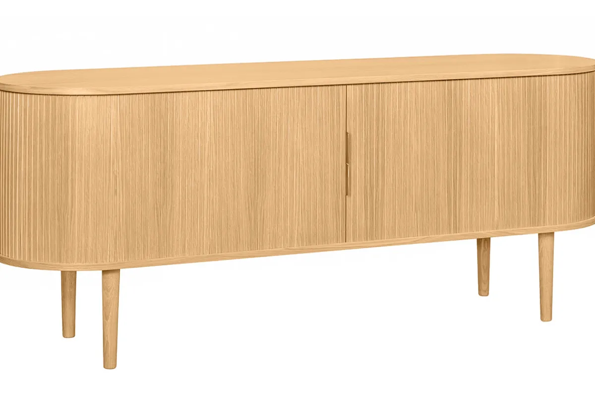 Miliboo Sideboard mit Schiebetüren aus Eichenfurnier und massiver Eiche B 160 cm EPIC* Sideboards