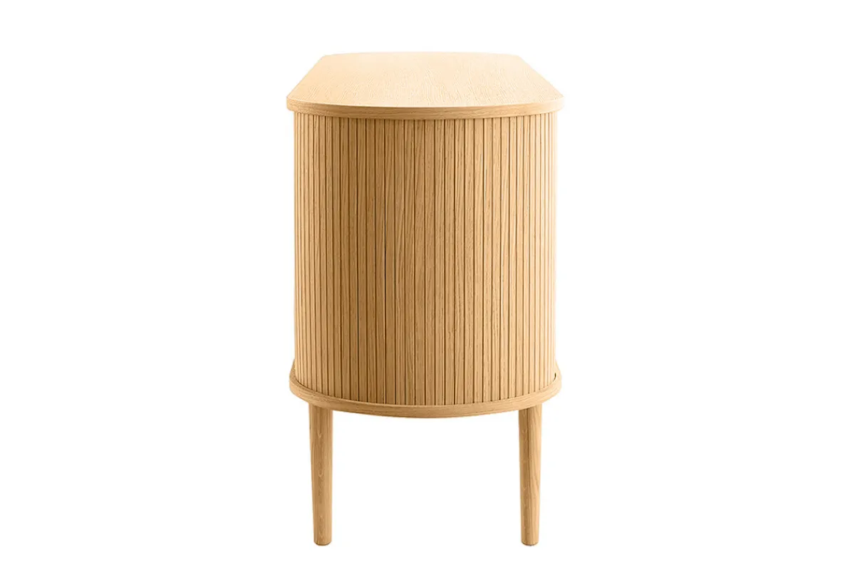 Miliboo Sideboard mit Schiebetüren aus Eichenfurnier und massiver Eiche B 160 cm EPIC* Sideboards