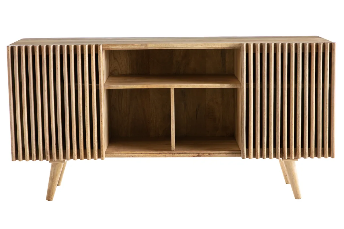 Miliboo Sideboard mit Schiebetüren ALBA aus massivem Mangoholz* Sideboards