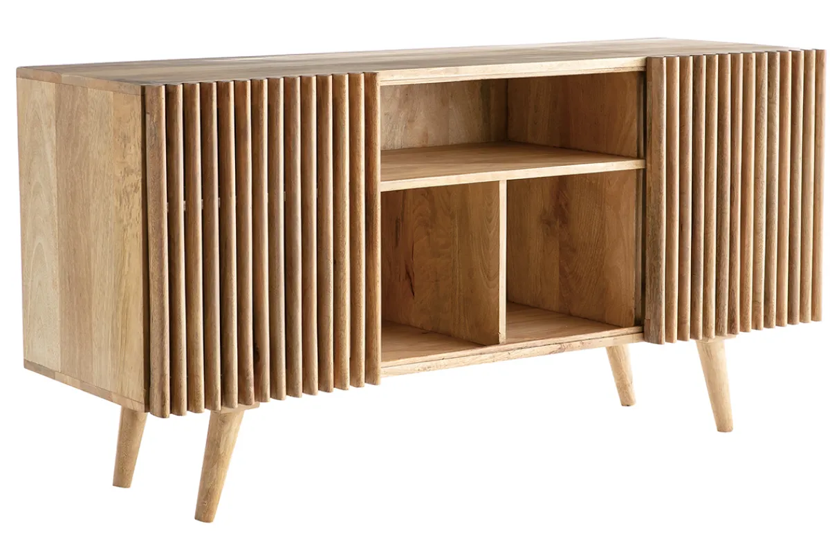 Miliboo Sideboard mit Schiebetüren ALBA aus massivem Mangoholz* Sideboards