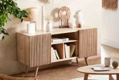 Miliboo Sideboard mit Schiebetüren ALBA aus massivem Mangoholz* Sideboards