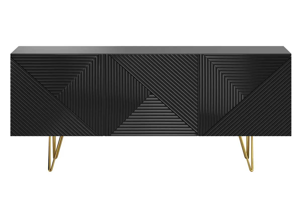 Miliboo Sideboard schwarz und goldfarben 3-türig L160 cm OZEN* Sideboards