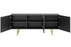 Miliboo Sideboard schwarz und goldfarben 3-türig L160 cm OZEN* Sideboards