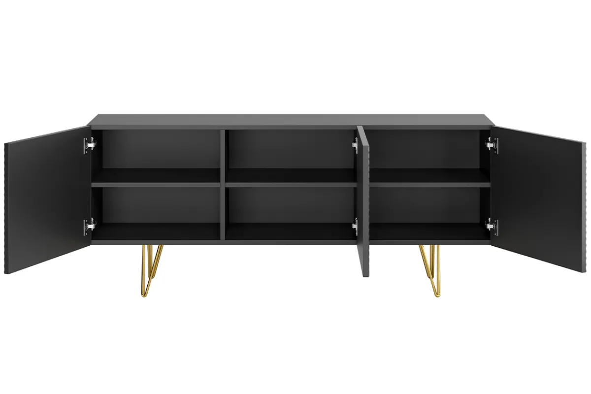 Miliboo Sideboard schwarz und goldfarben 3-türig L160 cm OZEN* Sideboards