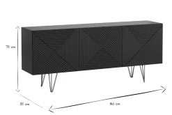 Miliboo Sideboard schwarz und goldfarben 3-türig L160 cm OZEN* Sideboards