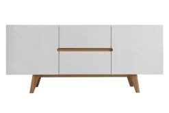 Miliboo Sideboard Skandinavienstil Weiß glänzend und Esche 160 cm MELKA* Sideboards