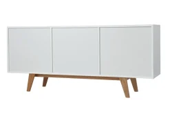 Miliboo Sideboard Skandinavienstil Weiß glänzend und Esche 160 cm MELKA* Sideboards