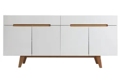 Miliboo Sideboard Skandinavienstil Weiß glänzend und Esche 180 cm MELKA* Sideboards