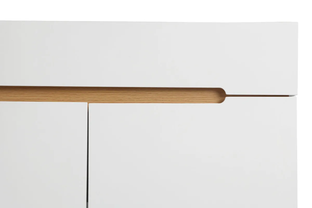 Miliboo Sideboard Skandinavienstil Weiß glänzend und Esche 180 cm MELKA* Sideboards