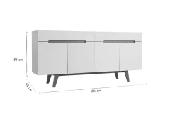 Miliboo Sideboard Skandinavienstil Weiß glänzend und Esche 180 cm MELKA* Sideboards