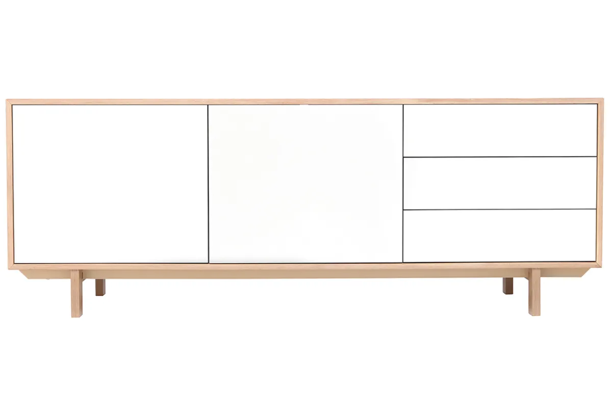 Miliboo Sideboard skandinavisch Holz Weiß 195 cm SID* Sideboards