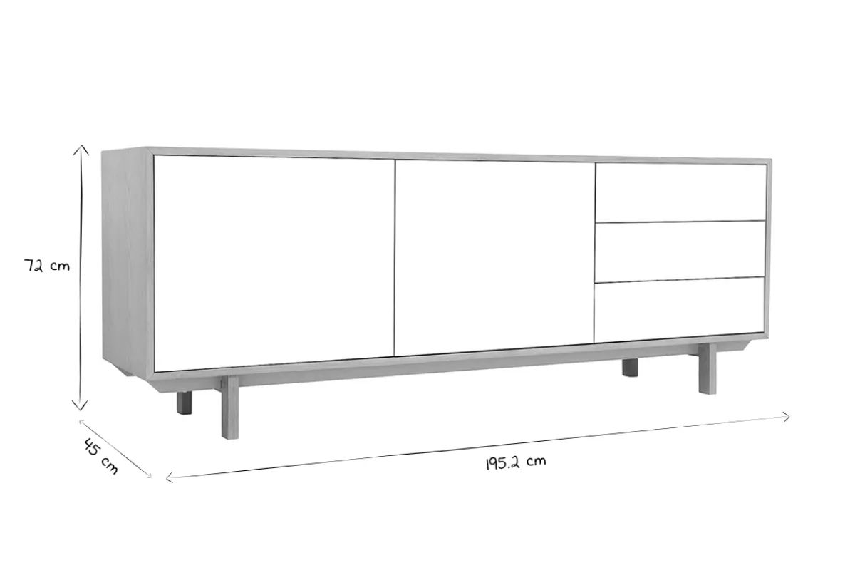 Miliboo Sideboard skandinavisch Holz Weiß 195 cm SID* Sideboards