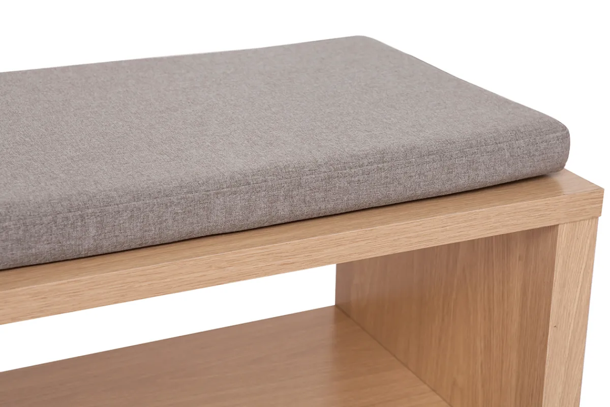 Miliboo Sitzbank in Eiche mit Kissen und offener Nische B100 cm GUMBY* Holzstühle|Bänke