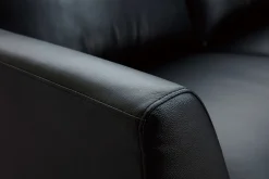 Miliboo 3-Sitzer schwarzes Ledersofa JOPLIN - Büffelleder* Ledersofas