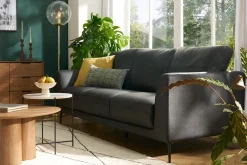 Miliboo 3-Sitzer schwarzes Ledersofa JOPLIN - Büffelleder* Ledersofas