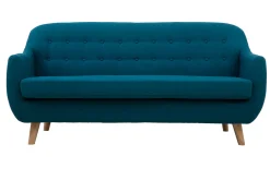 Miliboo 3-Sitzer skandinavisches Sofa mit abnehmbarem Bezug in entenblau und Holz YNOK* Design-sofas