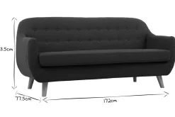 Miliboo 3-Sitzer skandinavisches Sofa mit abnehmbarem Bezug in entenblau und Holz YNOK* Design-sofas