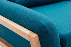 Miliboo 3-Sitzer Sofa mit Holzfüßen in Entenblau skandinavisches Design YOKO* Design-sofas