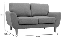 Miliboo 2-Sitzer Sofa mit Stoffbezug in Hellgrau ALICE* Design-sofas