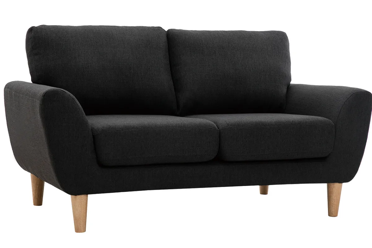 Miliboo 2-Sitzer Sofa mit Stoffbezug in dunkelgrauer ALICE* Design-sofas