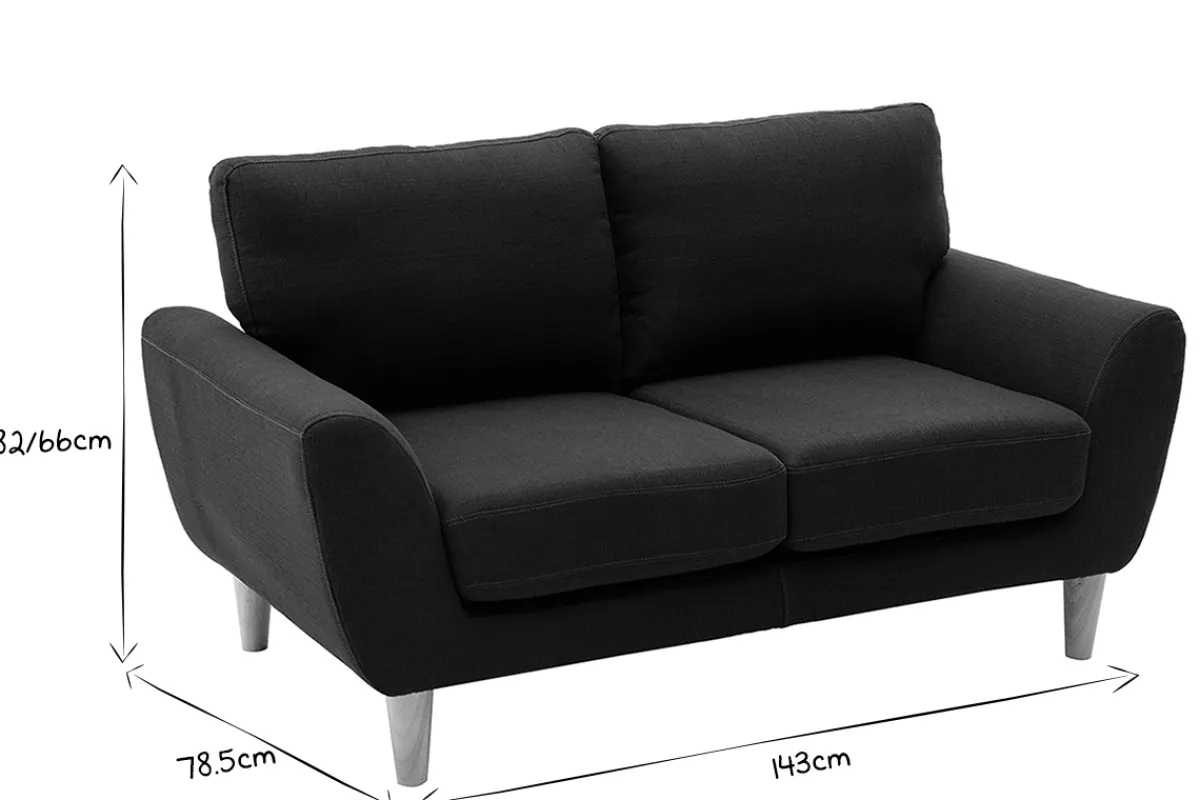 Miliboo 2-Sitzer Sofa mit Stoffbezug in dunkelgrauer ALICE* Design-sofas