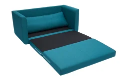 Miliboo 2-Sitzer-Schlafsofa in entemblauem Stoff LEON* Schlafsofas