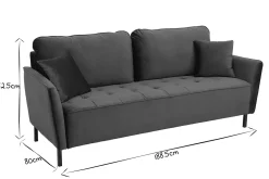 Miliboo 3-Sitzer-Sofa aus blauem Samt BEKA* Design-sofas