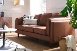 Miliboo 3-Sitzer-Sofa aus braunem Leder BRADLEY - Büffelleder* Ledersofas