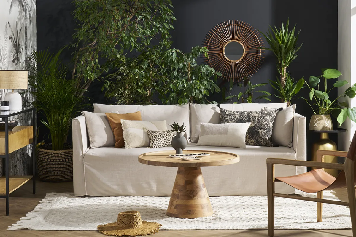 Miliboo 4-5-Sitzer-Sofa mit abnehmbarem Bezug aus beigem Stoff ADELE* Design-sofas