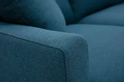 Miliboo 3-Sitzer-Sofa mit dunkelblauem Stoff und dunklem Holz MUNIK* Design-sofas