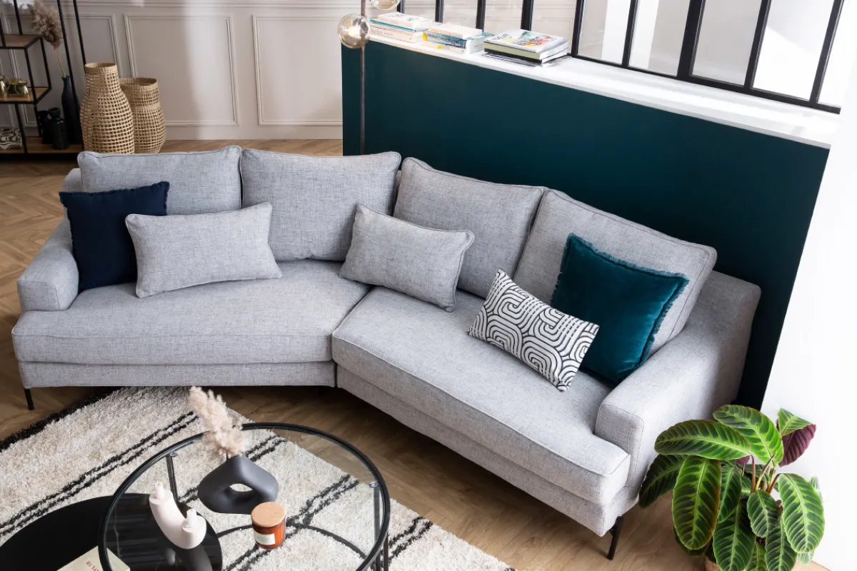 Miliboo 5-sitziges Ecksofa in grau meliert PUCHKINE* Ecksofas