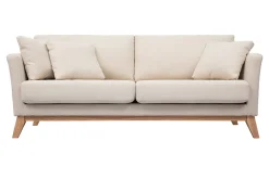 Miliboo 3-sitziges skandinavisches Sofa mit beigem abnehmbarem Bezug und Holzfüßen OSLO* Design-sofas