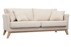 Miliboo 3-sitziges skandinavisches Sofa mit beigem abnehmbarem Bezug und Holzfüßen OSLO* Design-sofas