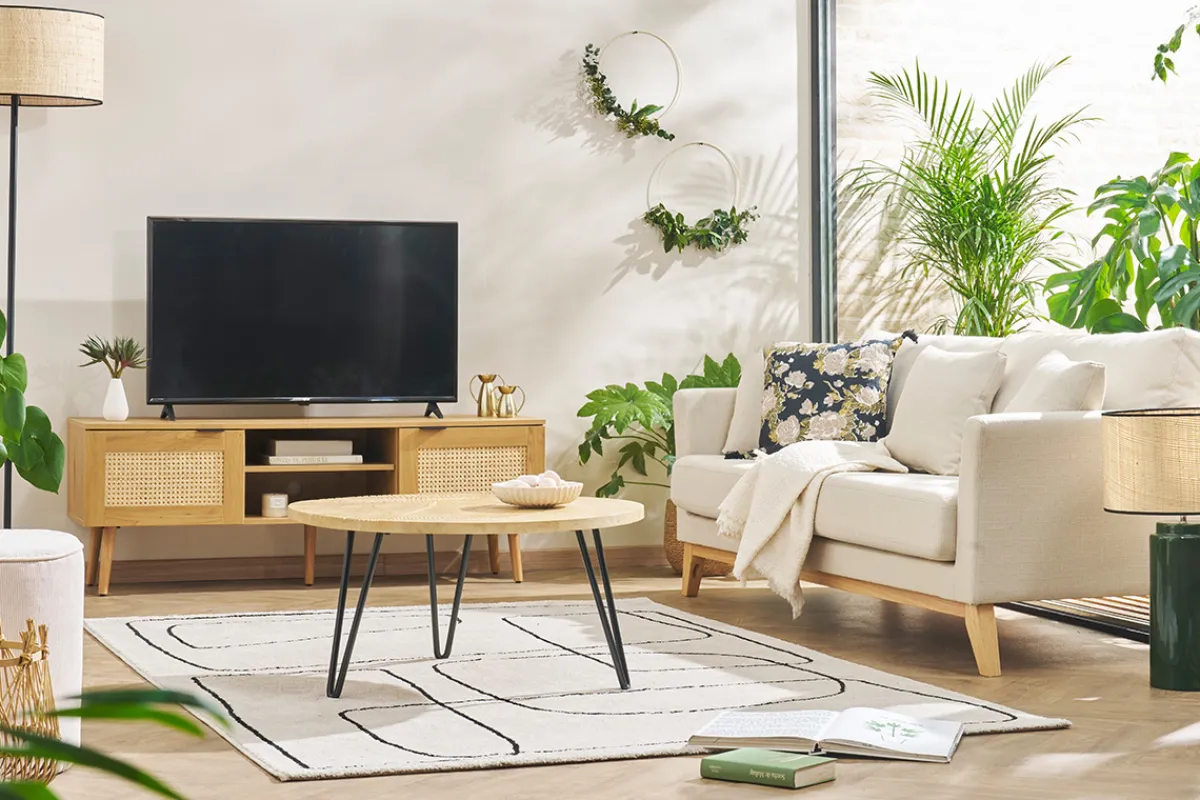 Miliboo 3-sitziges skandinavisches Sofa mit beigem abnehmbarem Bezug und Holzfüßen OSLO* Design-sofas