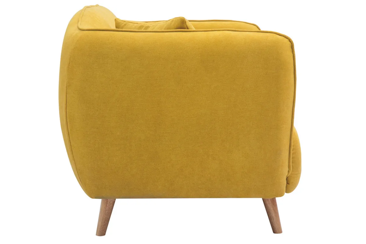 Miliboo Skandinavisch inspiriertes Sofa aus senfgelbem Stoff mit Samt-Effekt Zwei-Sitzer FOLK* Design-sofas