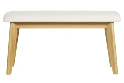 Miliboo Skandinavische Bank aus weißem Stoff mit Bouclé-Wolleffekt und hellem Holz B92 cm ELION* Bänke