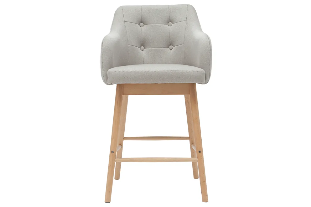 Miliboo Skandinavische Barhocker aus hellgrauem Stoff und Holz H65 cm (2er-Satz) BALTIK* Barhocker