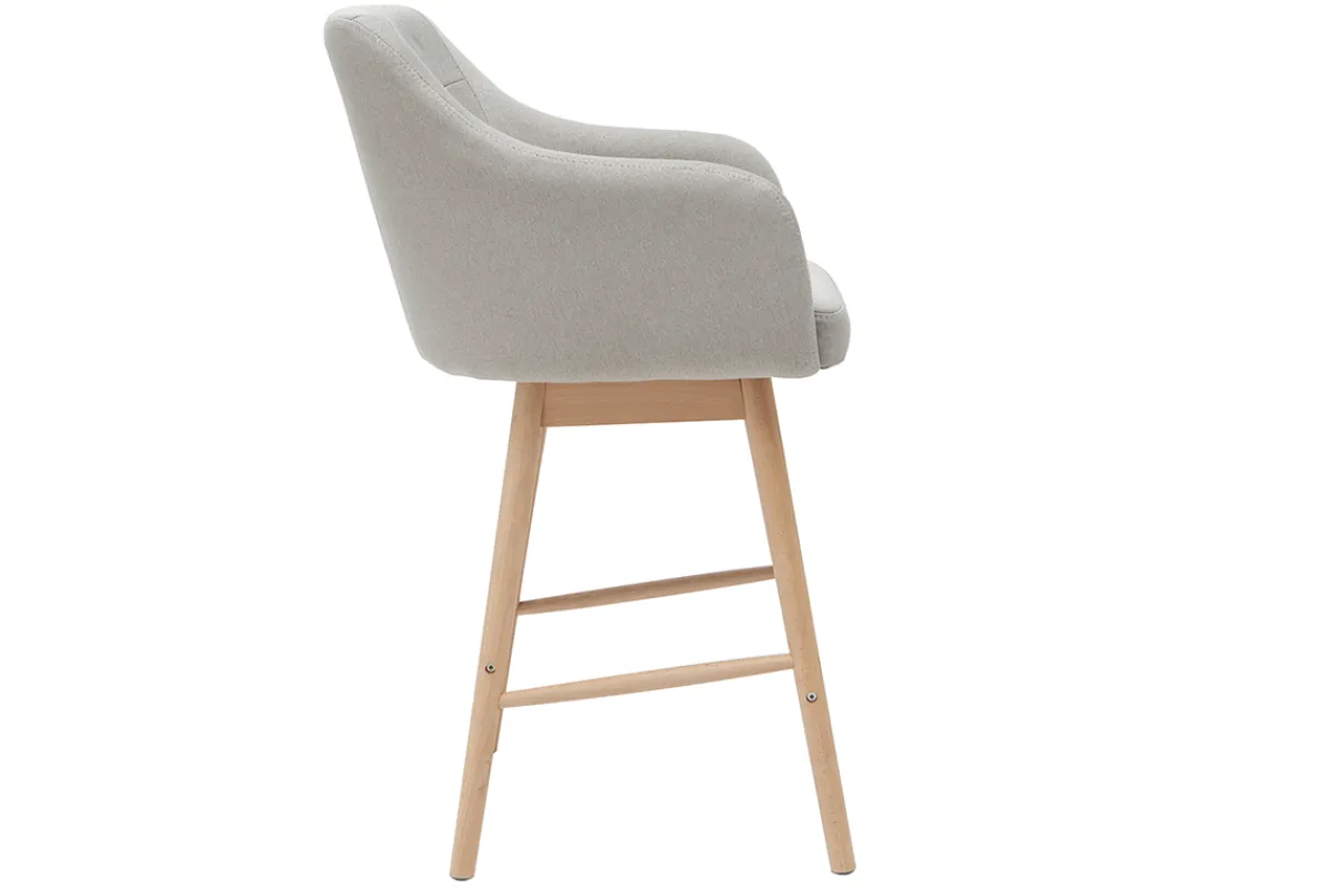 Miliboo Skandinavische Barhocker aus hellgrauem Stoff und Holz H65 cm (2er-Satz) BALTIK* Barhocker