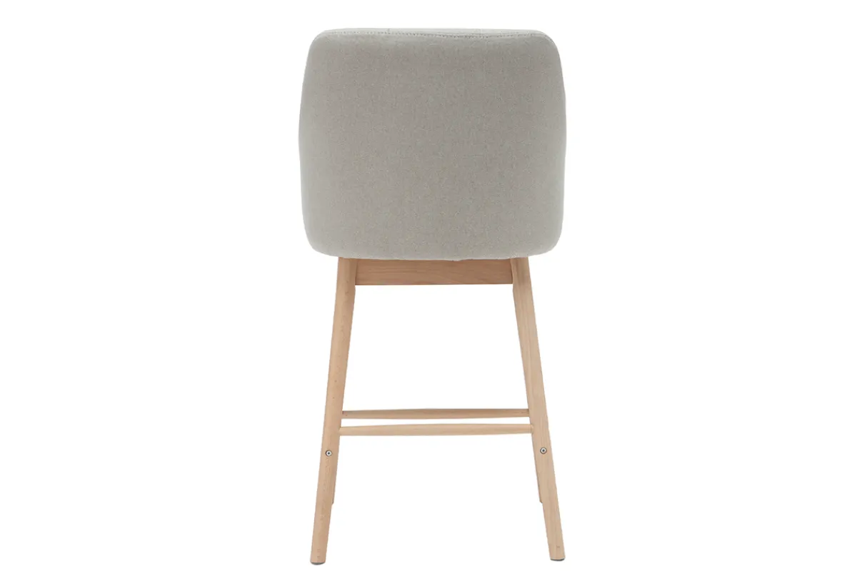 Miliboo Skandinavische Barhocker aus hellgrauem Stoff und Holz H65 cm (2er-Satz) BALTIK* Barhocker