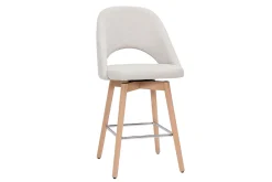 Miliboo Skandinavische Barhocker aus beigem Stoff mit Samteffekt und massivem Hevea H65 cm (2er-Set) COSETTE* Barhocker