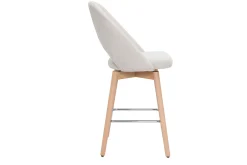 Miliboo Skandinavische Barhocker aus beigem Stoff mit Samteffekt und massivem Hevea H65 cm (2er-Set) COSETTE* Barhocker